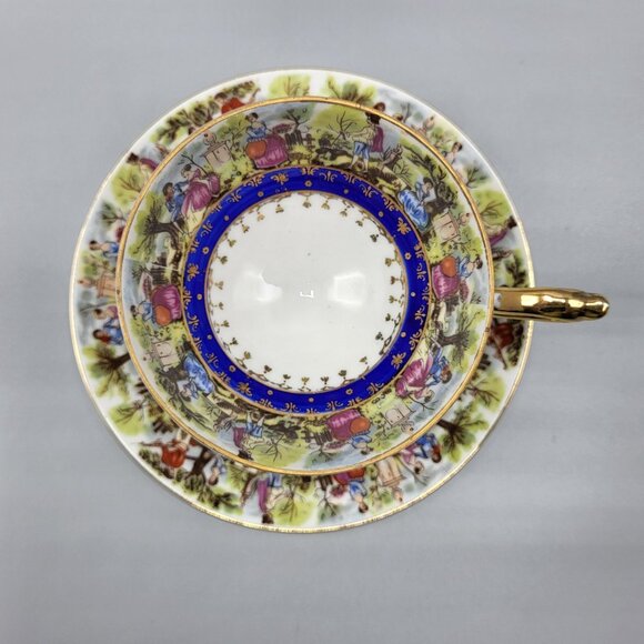 Vtg Royal Carlton Japan Porcelain Tea Cup Saucer Set Gold Handle Trim Victorian - Picture 14 of 14